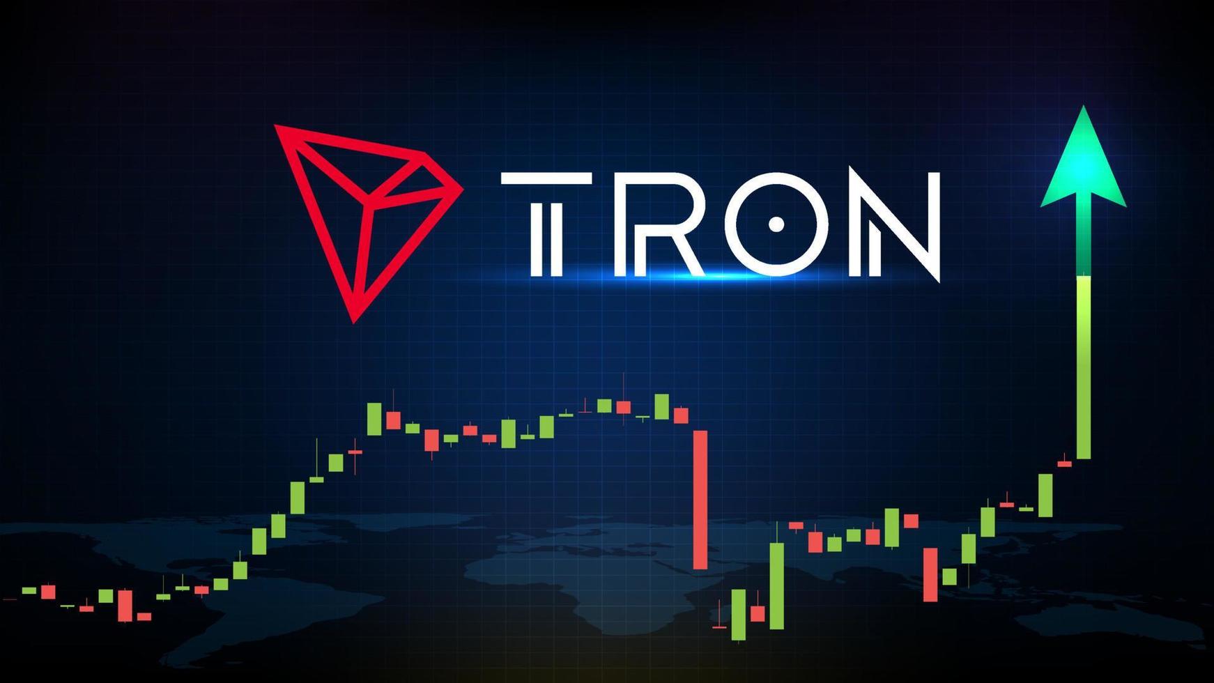 abstract futuristic technology background of TRON TRX Price graph Chart coin digital cryptocurrency vector
