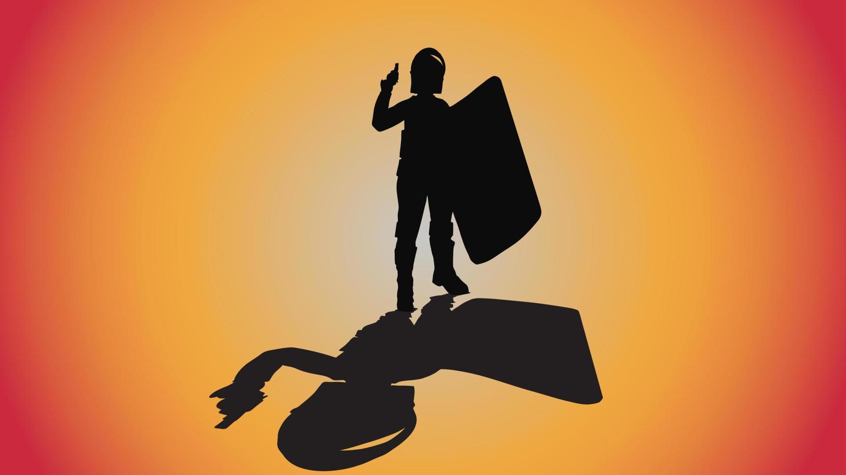silhouette riot police poses on background vector