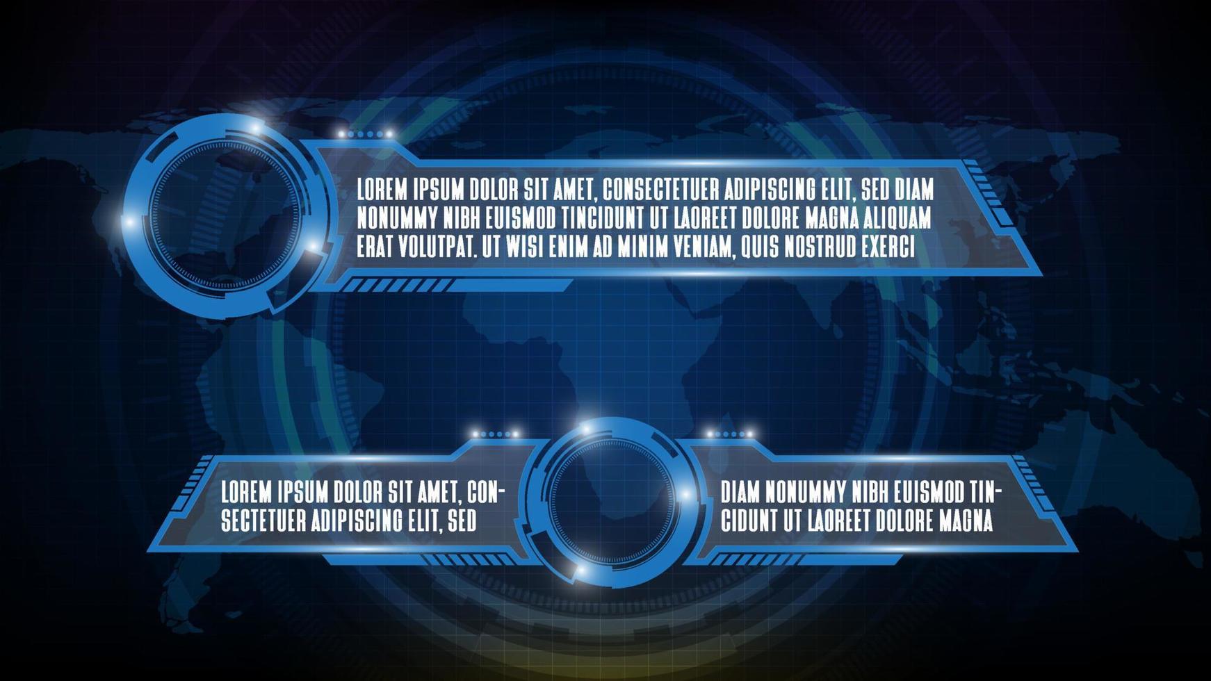 abstract futuristic background of blue technology sci fi frame, hud ui topic, lower third button bar vector