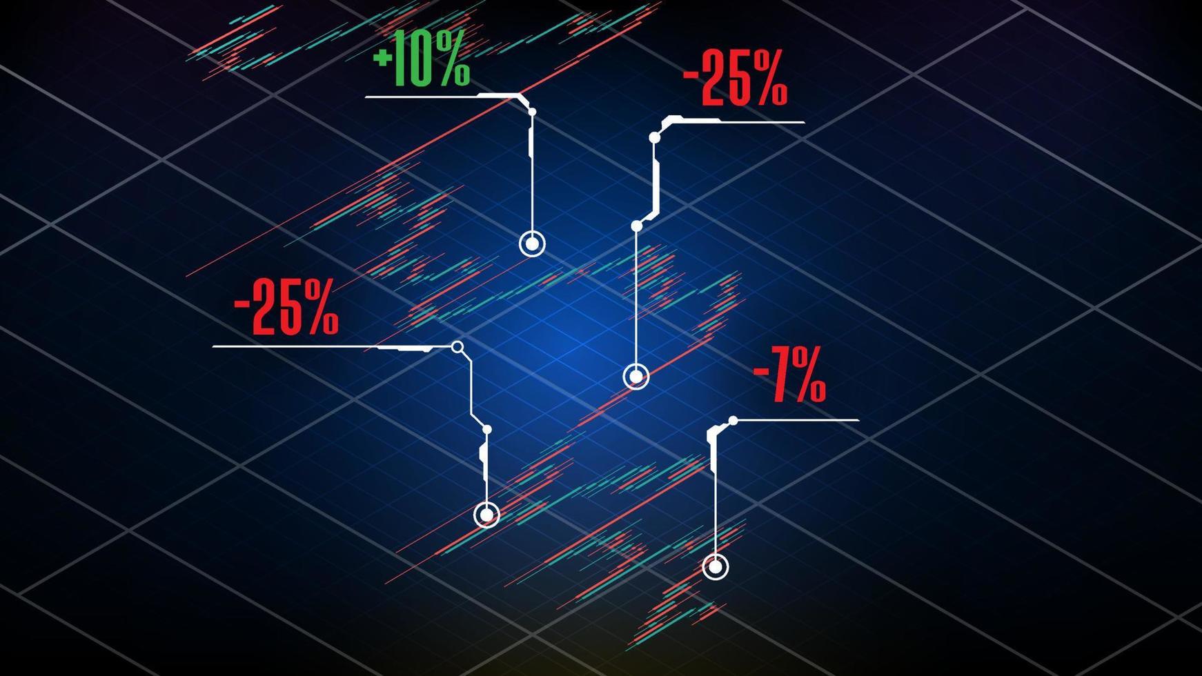 abstract background of stock market red and green indicator candle graph with call out arrow vector