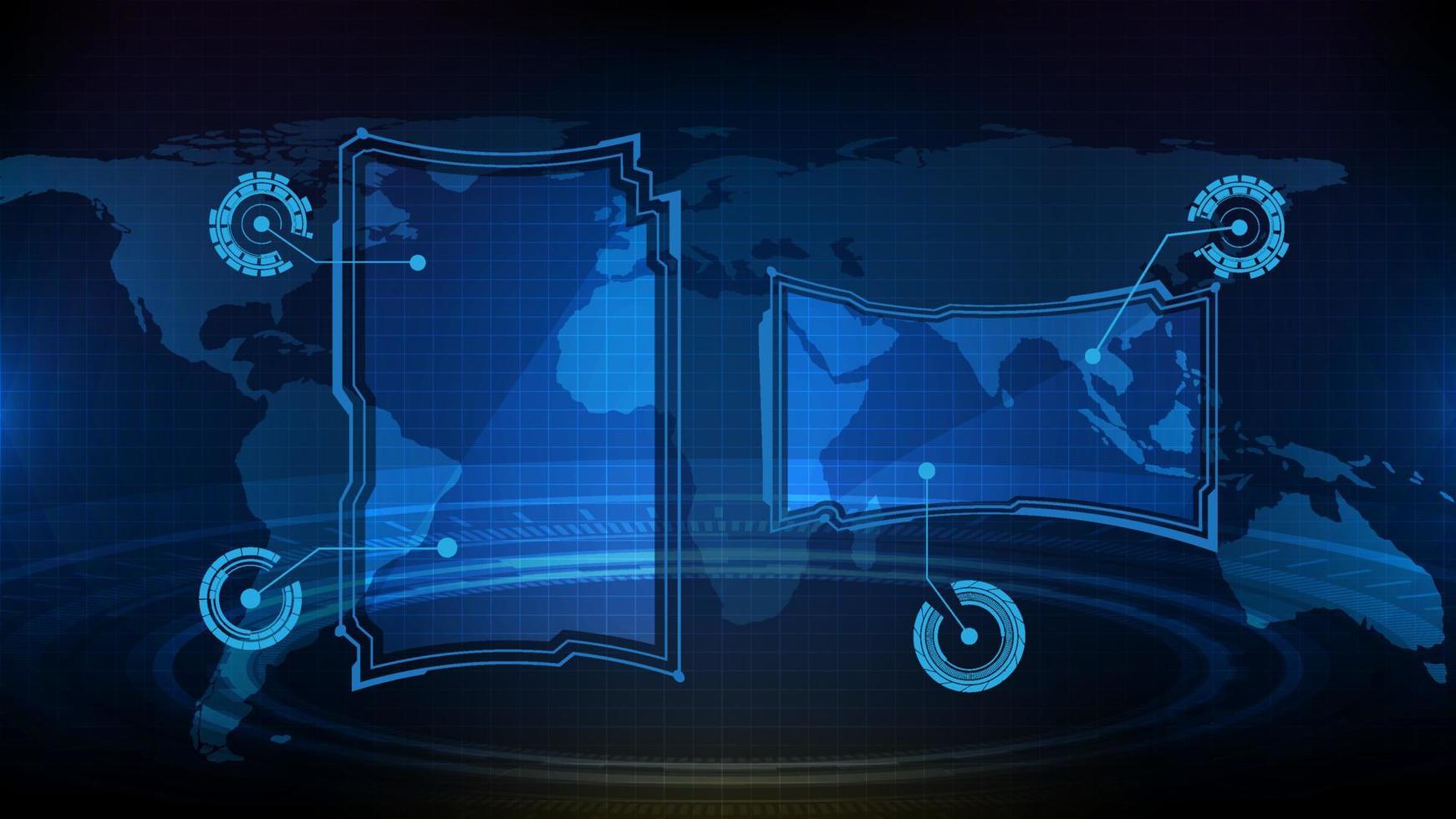 abstract futuristic background of blue glowing technology sci fi frame hud ui element vector