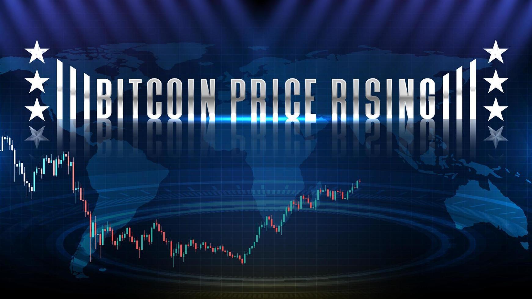 abstract background of Bitcoin US Dollar BTC trading cryptocurrency market , Bitcoin price rising vector