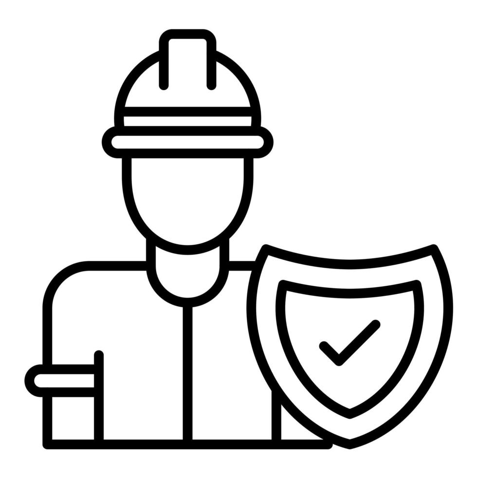 icono de línea de seguridad laboral vector