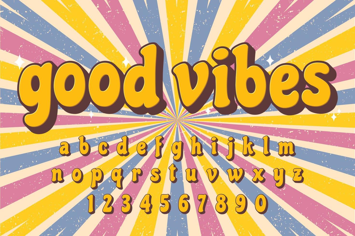 decorative good vibes Font and Alphabet vector