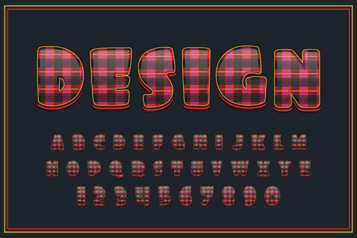 decorative flannel Font and Alphabet vector