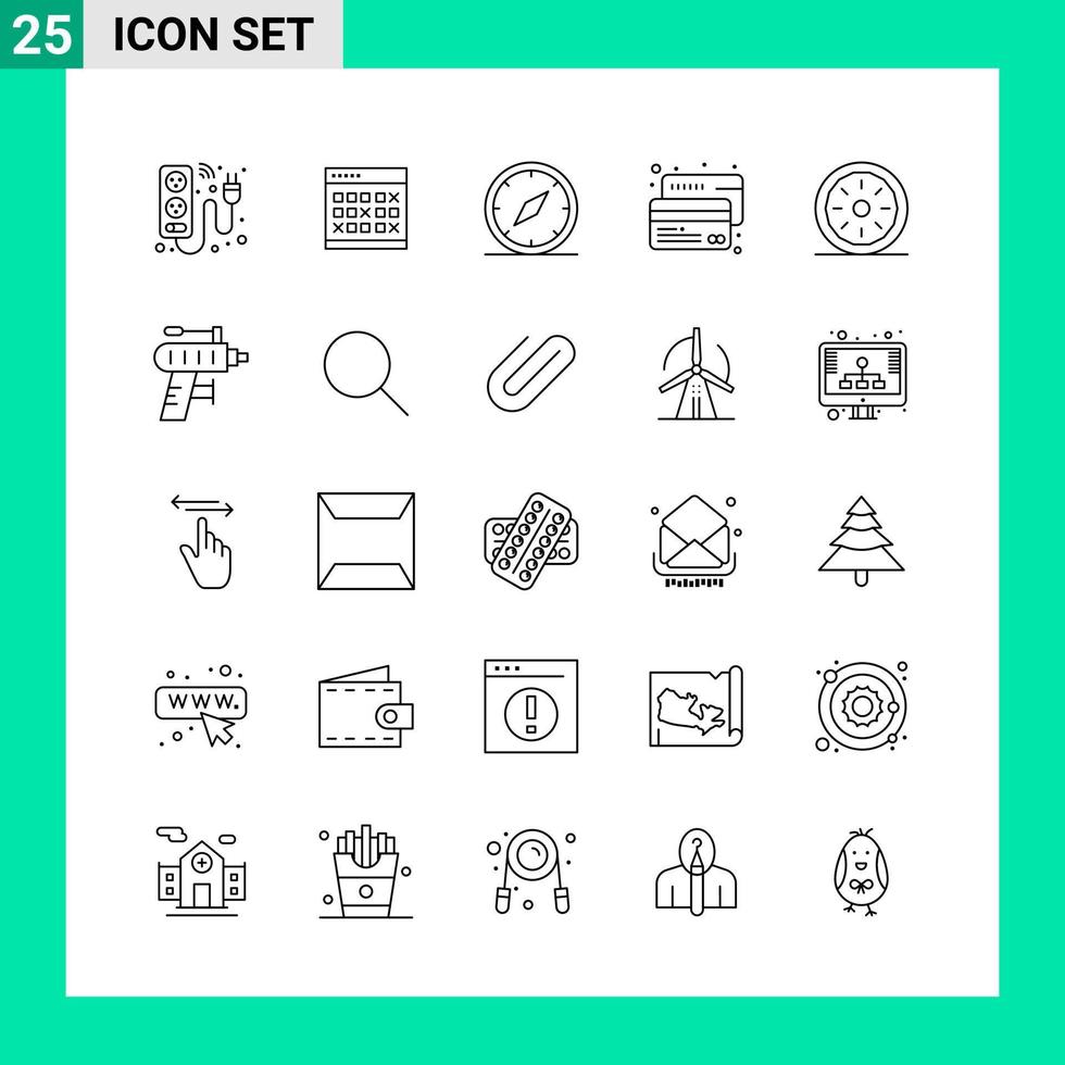 Pack of 25 Line Style Icon Set Outline Symbols for print Creative Signs Isolated on White Background 25 Icon Set vector
