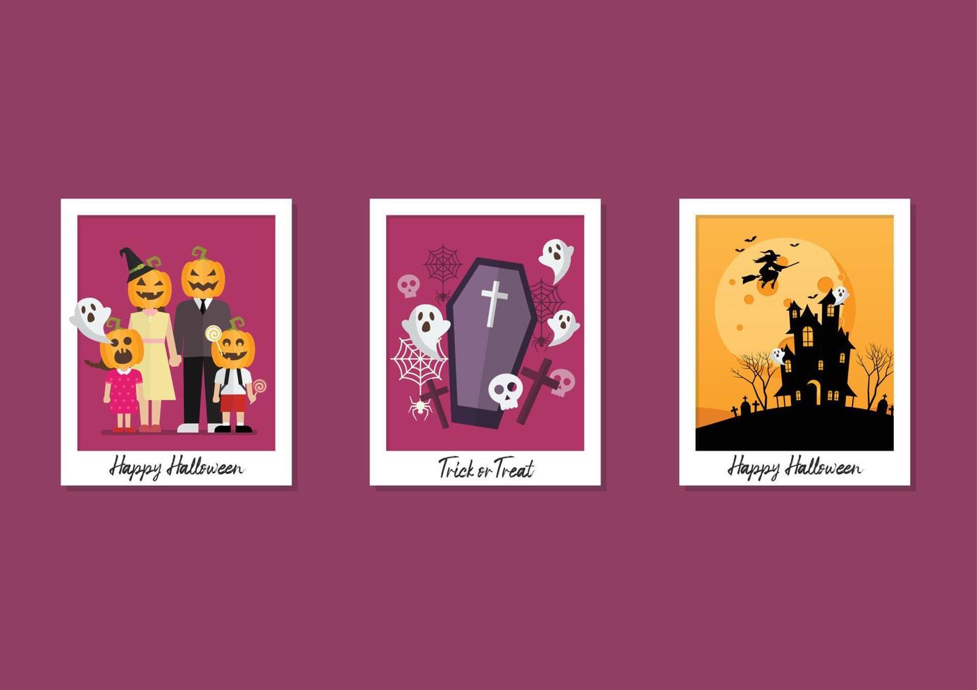 Halloween Halloween Images on Polaroid Photo Frames collection set vector