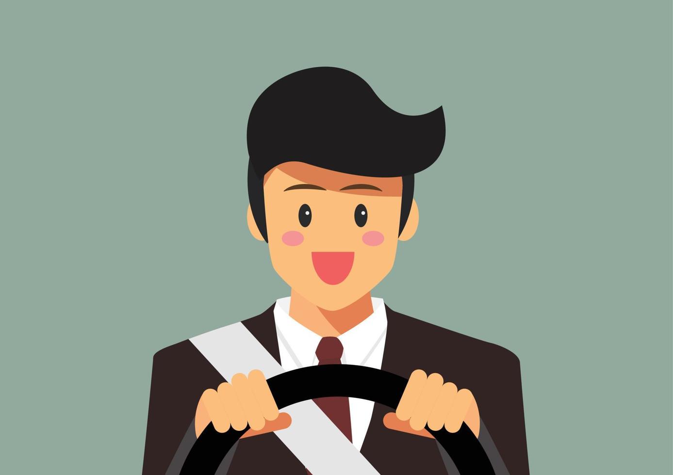 Happy businessman driving a car vector