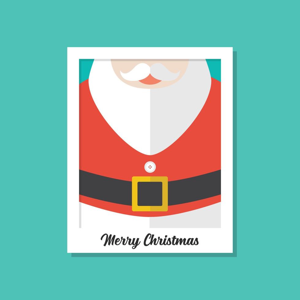 Santa sleigh flying over the moon image on polaroid photo frame vector