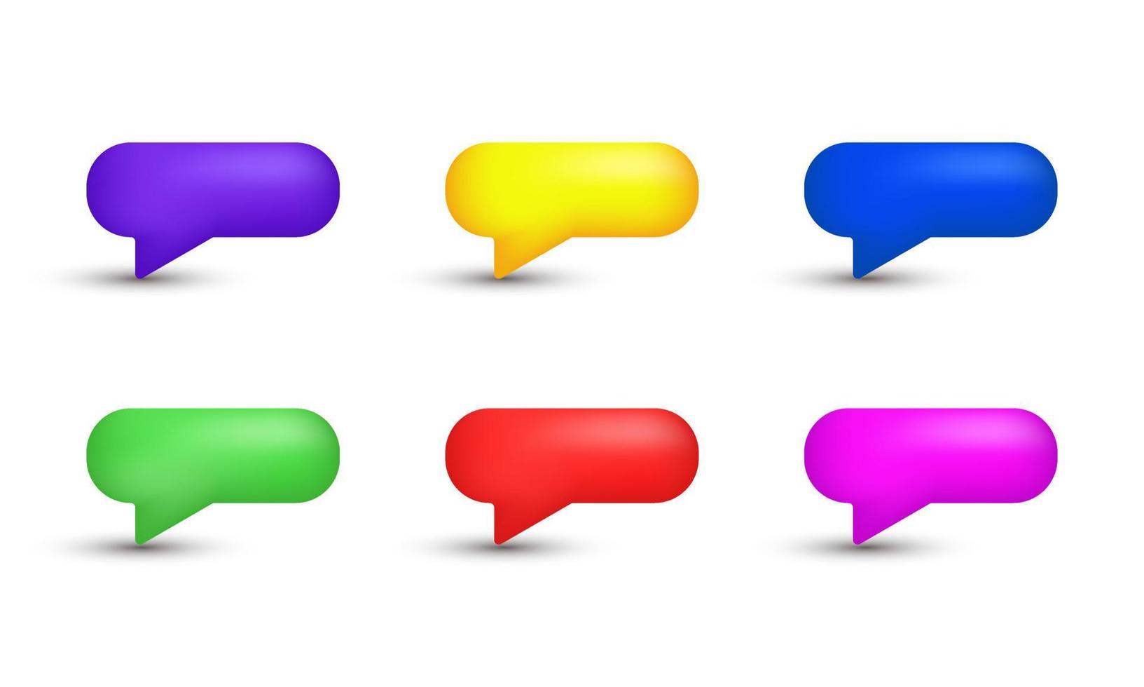 illustration realistic icon 3d set six speech bubble colorful isolated on background vector