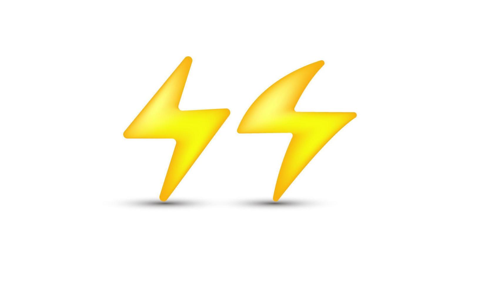 illustration realistic icon 3d yellow two thunder bolt lighting flash isolated on background vector