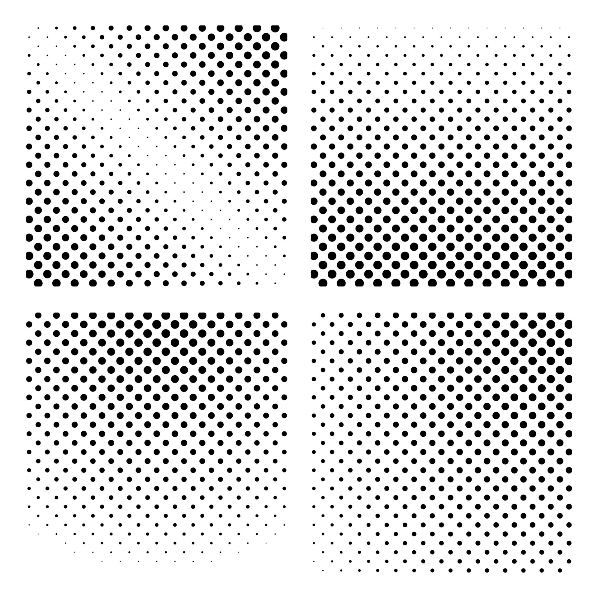 Halftone set vector illustration, black and white halftone effect