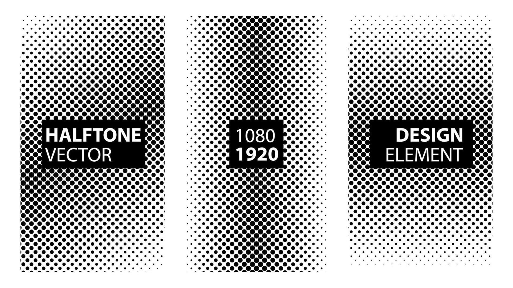 Halftone set vector illustration, black and white halftone effect background template