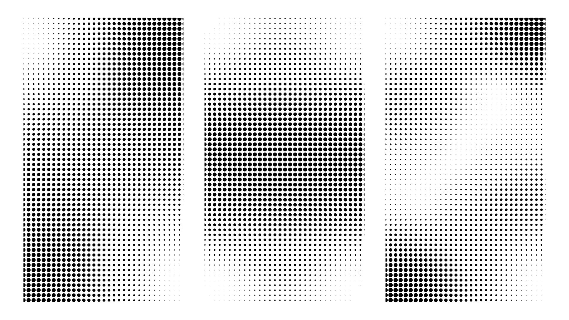 Halftone set vector illustration, black and white halftone effect