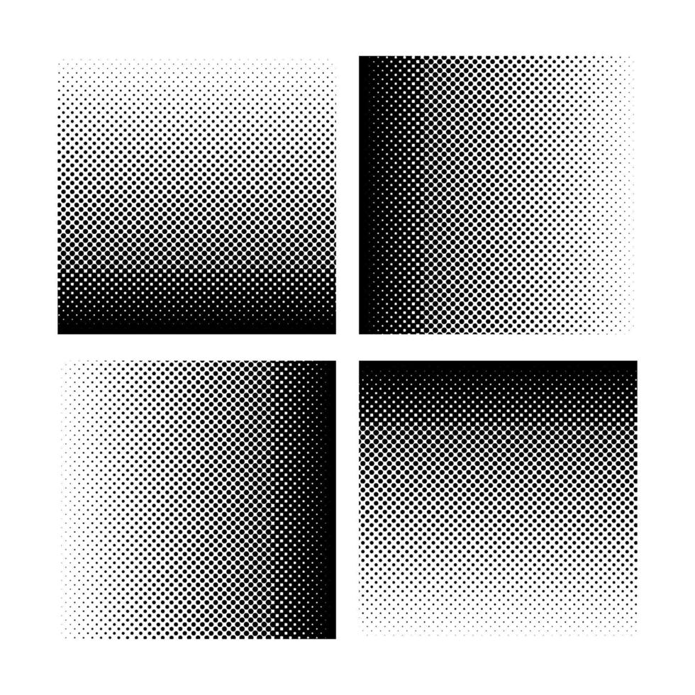 Halftone set vector illustration, black and white halftone effect background template