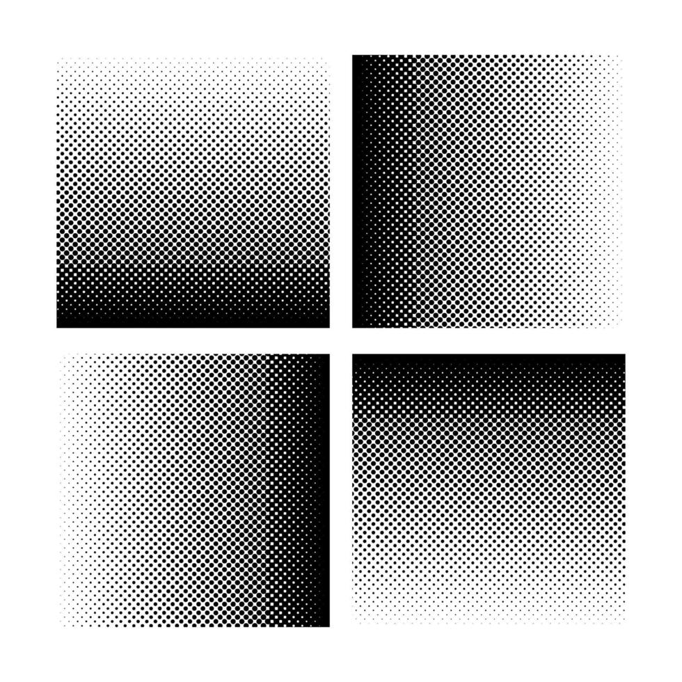 Halftone set vector illustration, black and white halftone effect background template