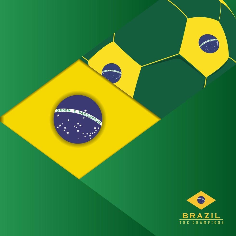 fondo abstracto bandera de brasil, copa del mundo qatar 2022, ilustración vectorial y texto, combinación de colores perfecta. vector