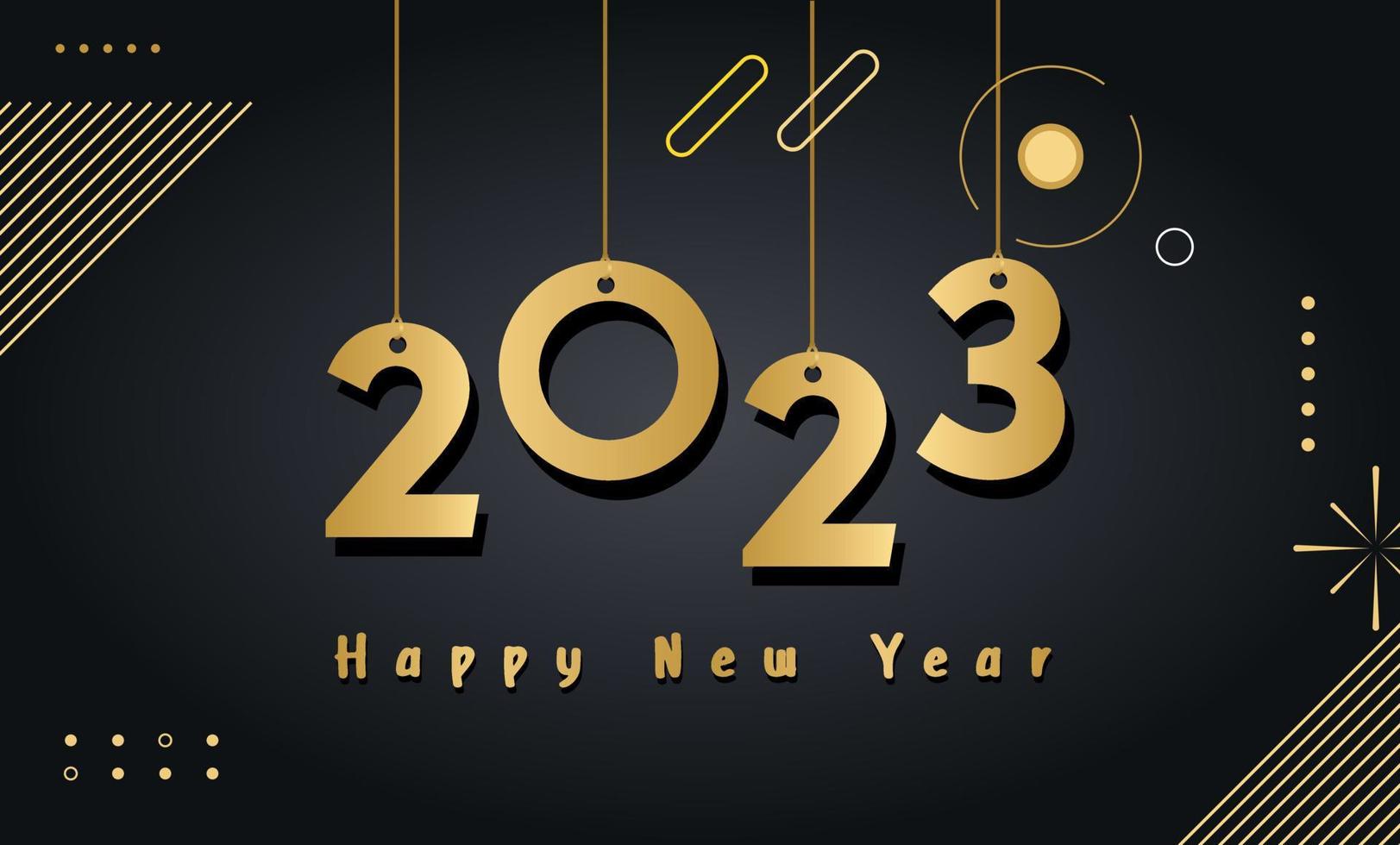 Happy New Year  Celebration 2023 with typography lettering. Vector illustration, text and number