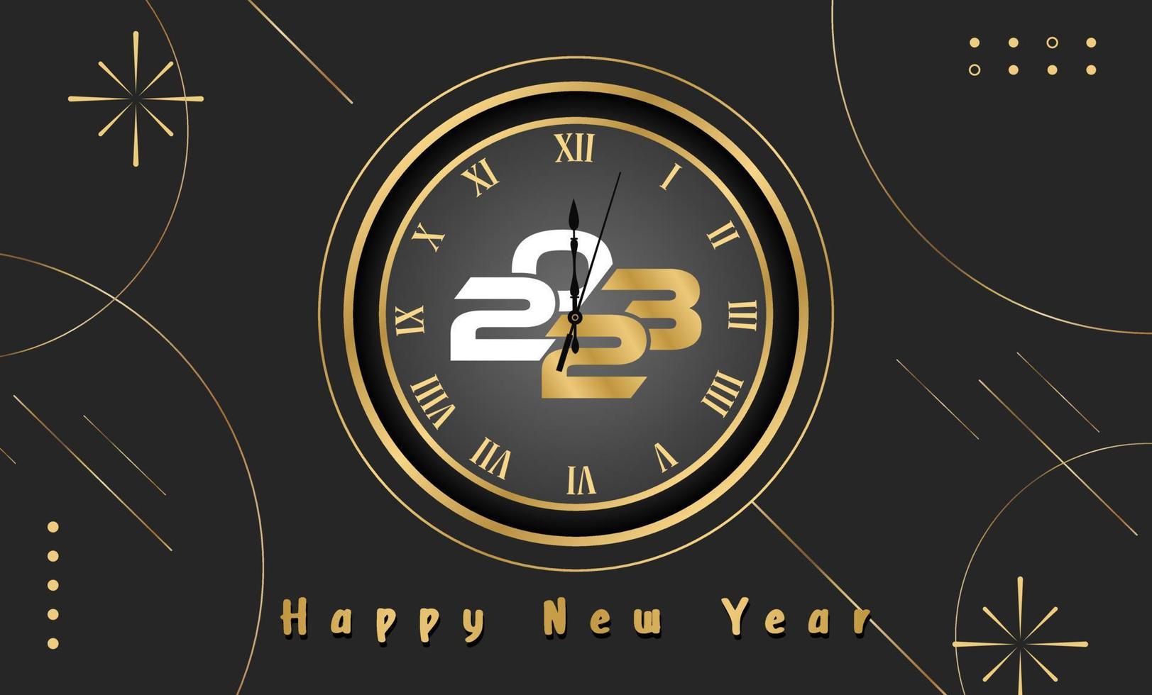 Happy New Year  Celebration 2023 with typography lettering. Vector illustration, text and number