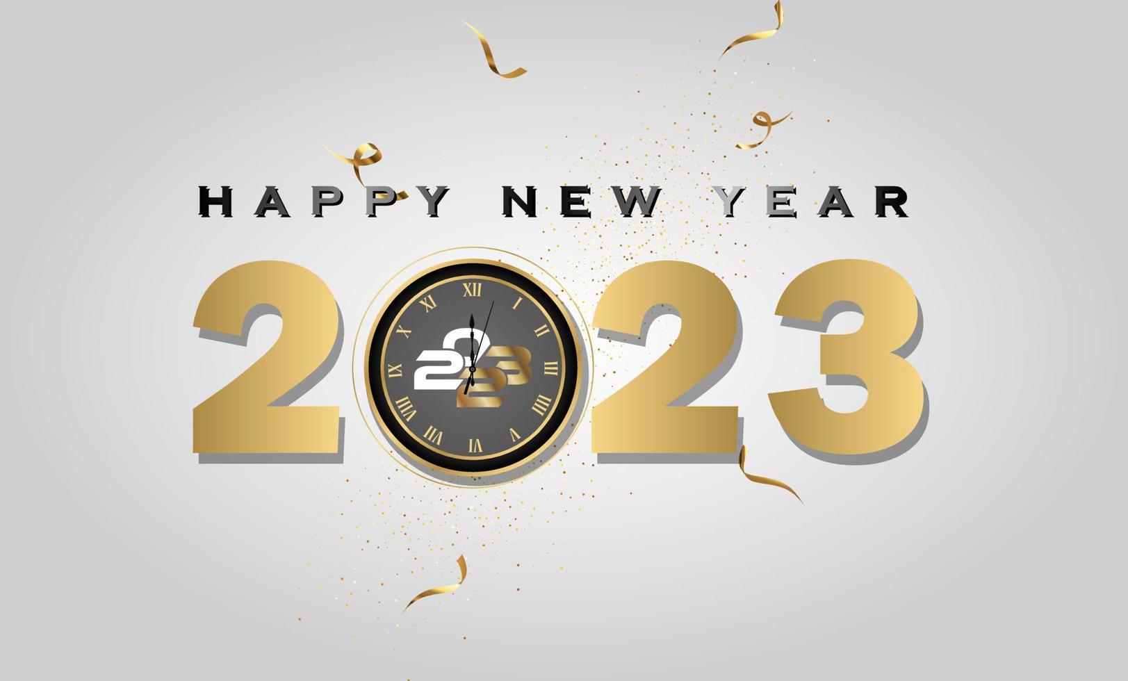 Happy New Year  Celebration 2023 with typography lettering. Vector illustration, text and number