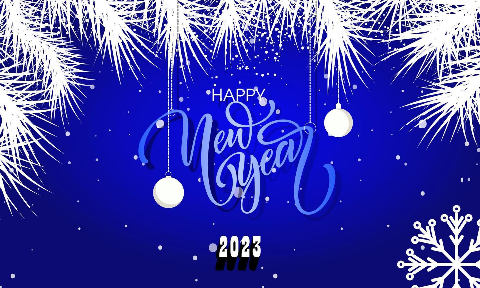 feliz celebración de año nuevo 2023 con letras tipográficas. ilustración vectorial, texto y número vector