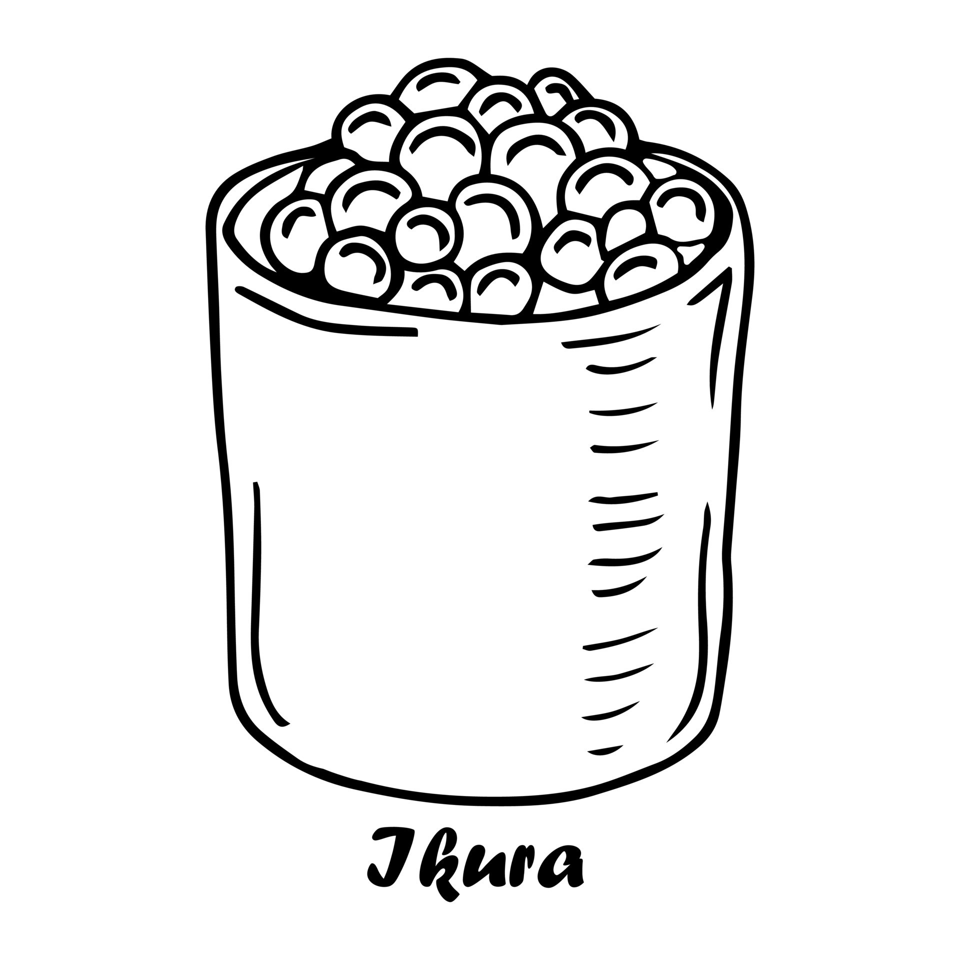 ikura salmon egg roe japan or japanese traditional food doodle hand