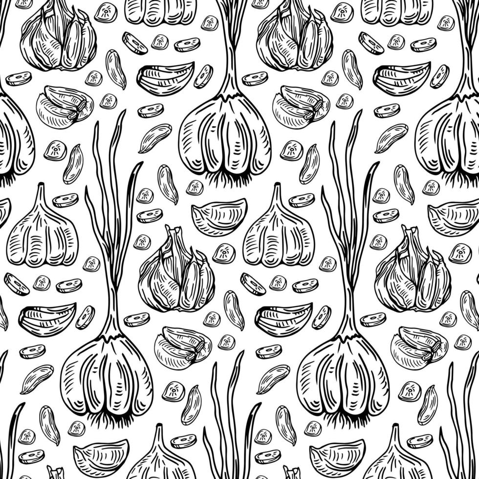 Garlic pattern wallpaper. Pattern. Garlic symbol vector. vector