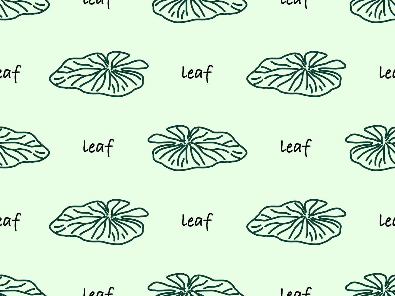 Leaf cartoon character seamless pattern on green background vector