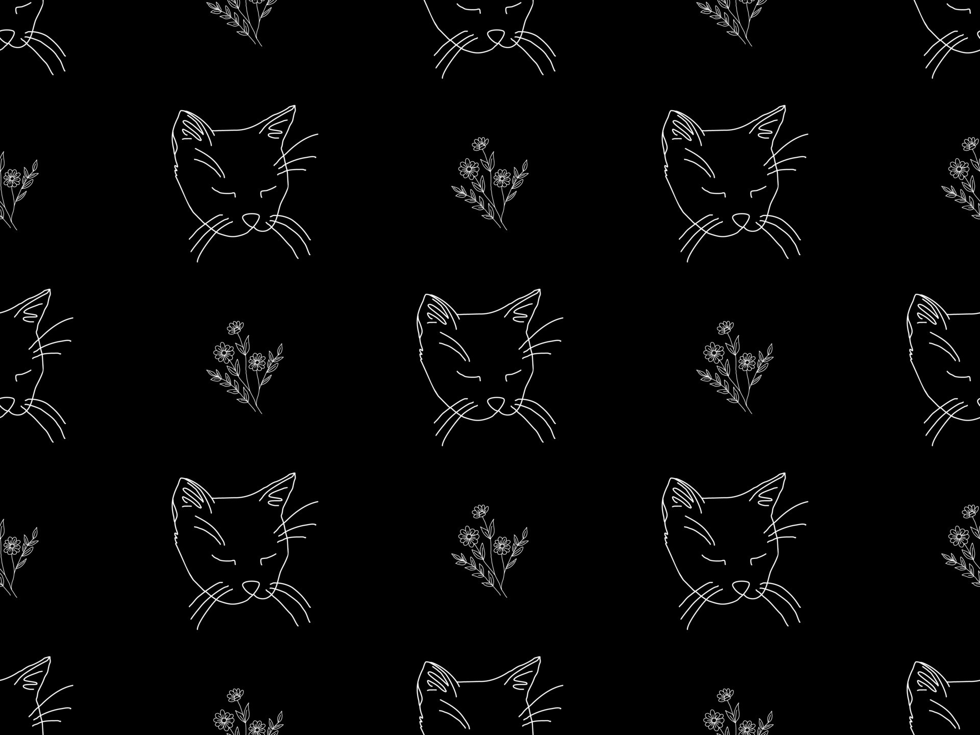 Cat cartoon character seamless pattern on black background 14773463