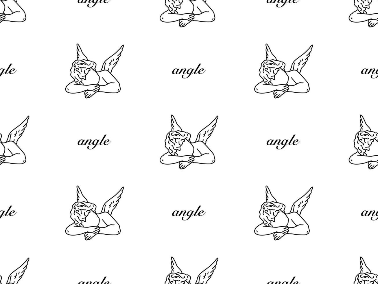 Angle cartoon character seamless pattern on white background vector