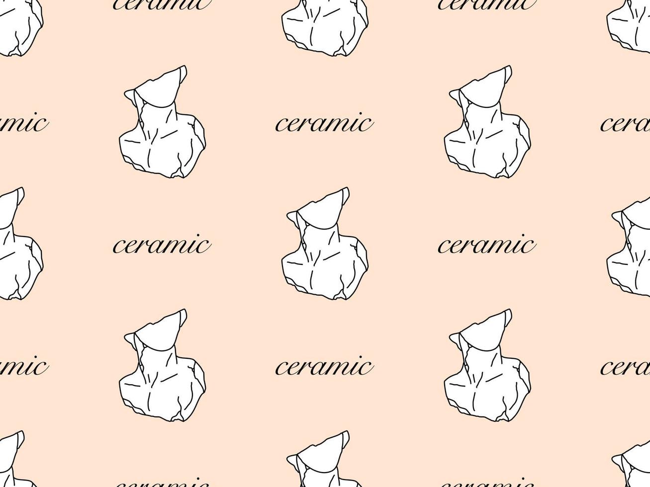 Ceramic cartoon character seamless pattern on orange background vector
