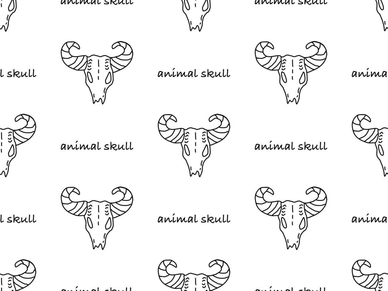 Animal Skull cartoon character seamless pattern on white background vector