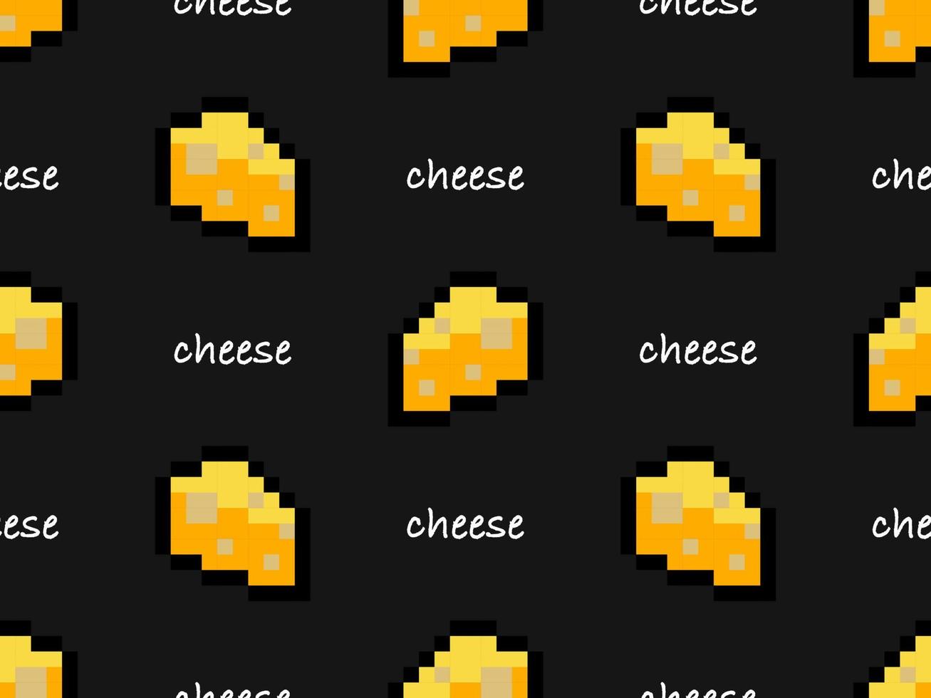 Cheese cartoon character seamless pattern on black background vector