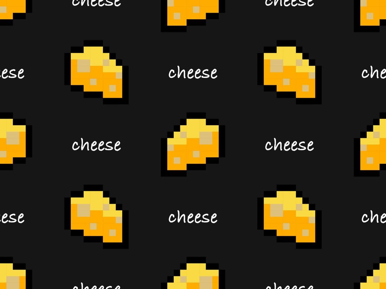 Cheese cartoon character seamless pattern on black background vector