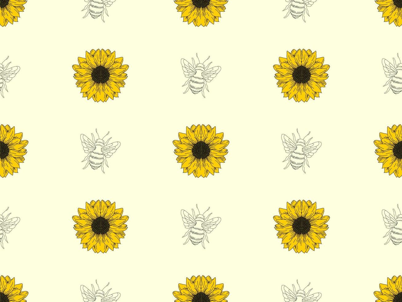 Sunflower cartoon character seamless pattern on yellow background 14773484  Vector Art at Vecteezy