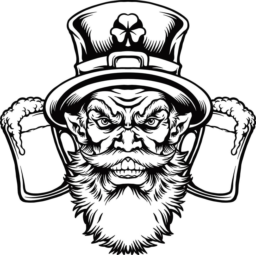 St patrick and beer Silhouette Clipart vector
