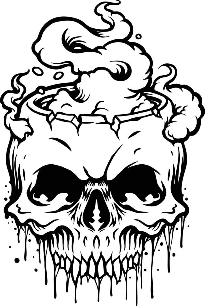 Skull Burning Cloud outline vector