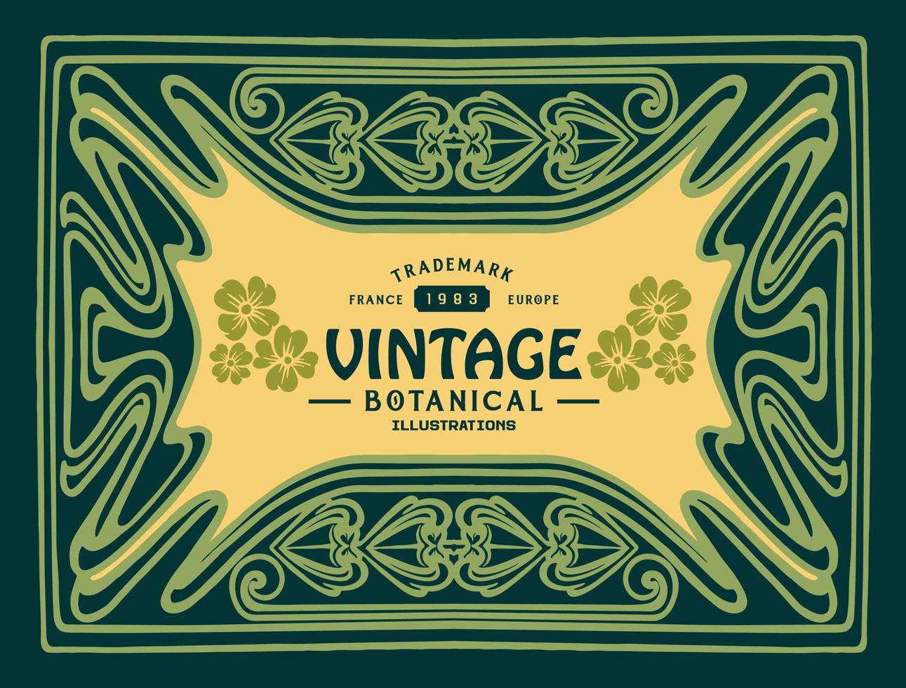 ilustración de ornamento art nouveau de etiqueta vintage de lujo vector