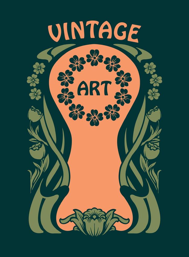 Vintage botanical floral ornament art nouveau vector