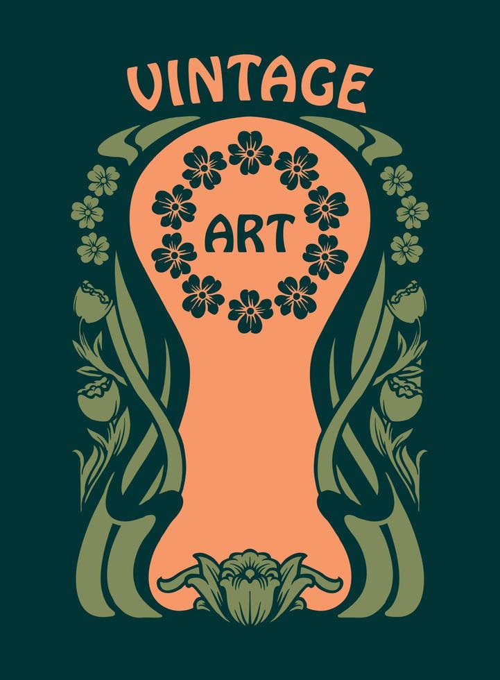 ornamento floral botánico vintage art nouveau vector