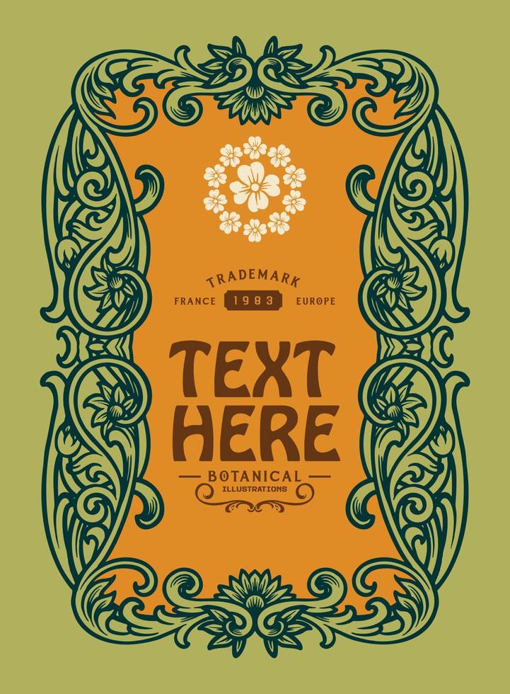 Art nouveau elegant frame vintage illustration vector