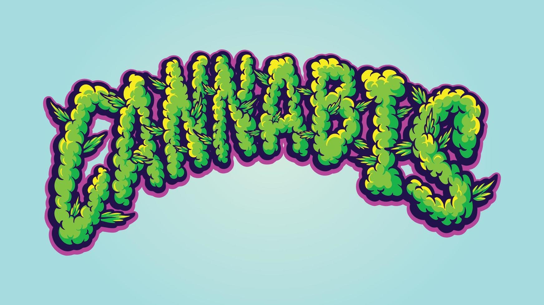 Cannabis hand lettering smoke effect illustration vector