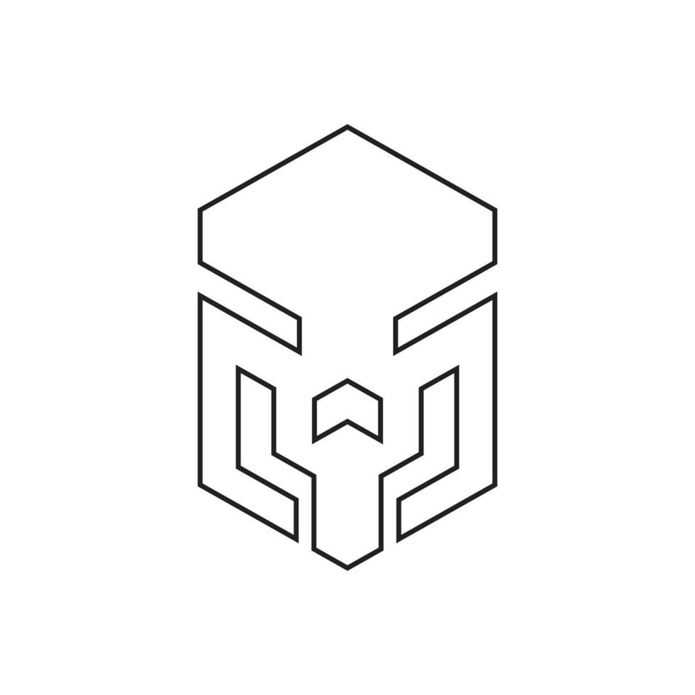 Outline Spartan Warrior Helmet Logo Template vector