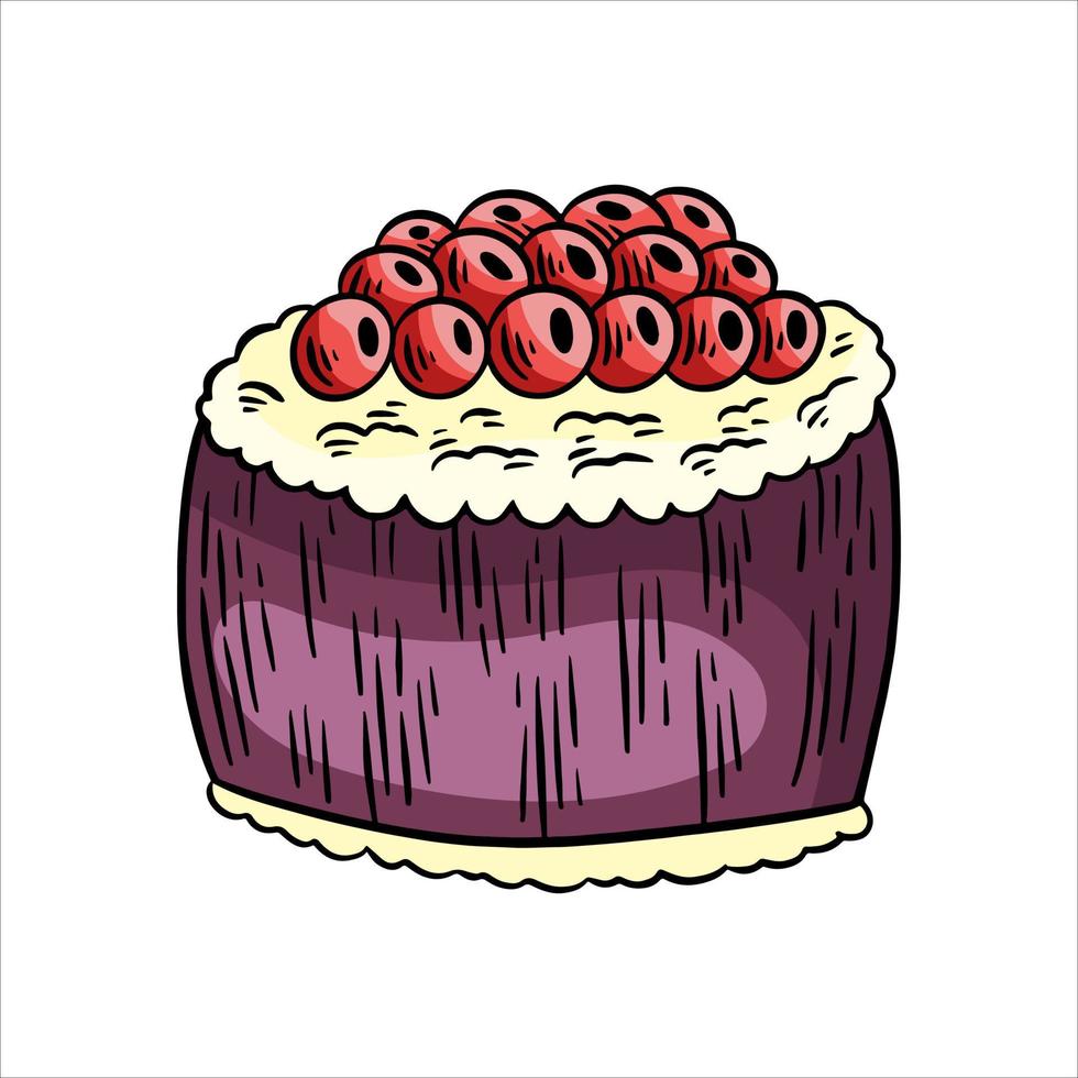 Ikura Gunkan Maki or Salmon Roe On Rice Hand Drawn Illustration vector