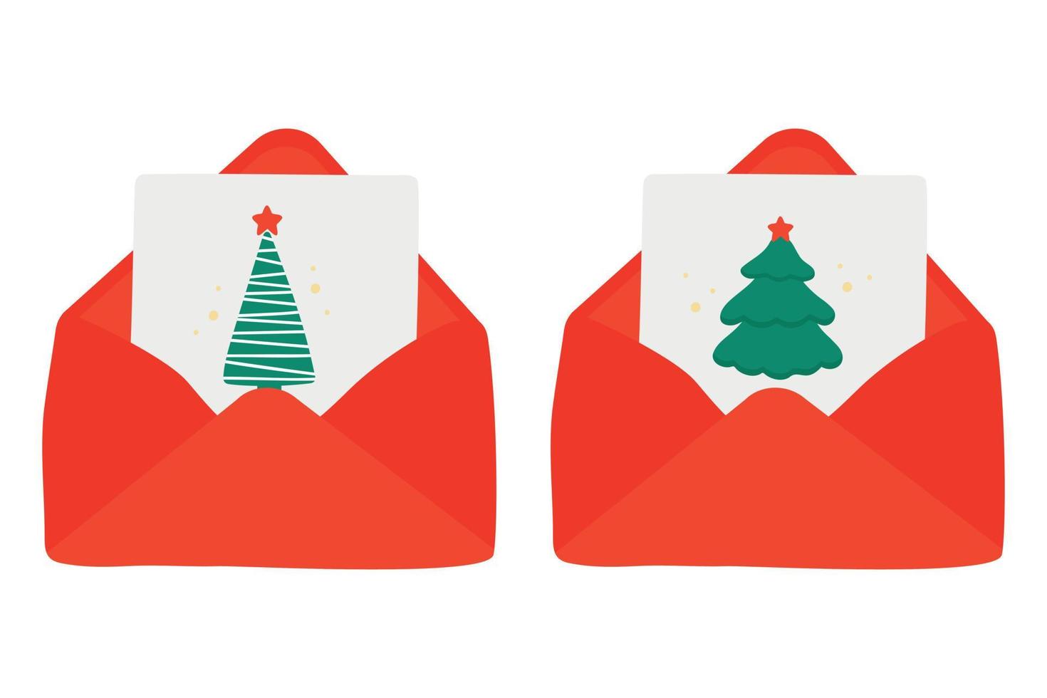 tarjeta de regalo de navidad y año nuevo dibujada a mano con abeto en carta. ilustración vectorial para tarjetas de felicitación, carteles, pegatinas y diseño estacional. vector