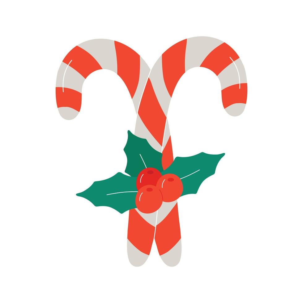 Single hand drawn lollipop for New Year and Christmas greeting cards, posters, stickers and seasonal design. vector