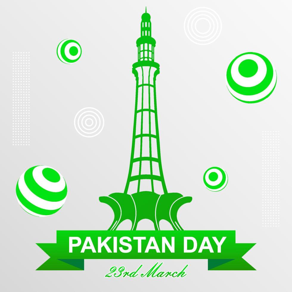 minar e día de pakistán lahore 23 de marzo cuadrado publicación en redes sociales diseño de fondo de plantilla de banner vector