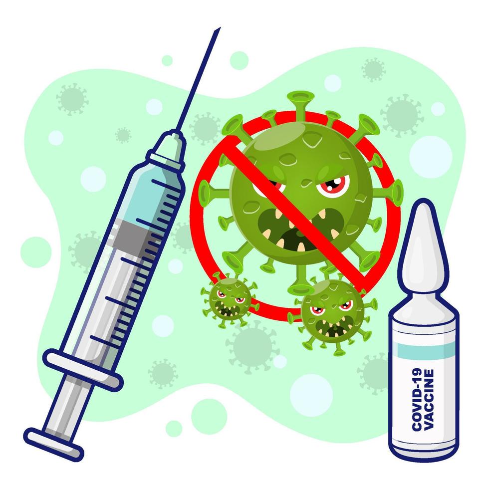 covid 19 corona virus vaccine organic flat cartoon style bottles and syringe hygiene vector illustration design