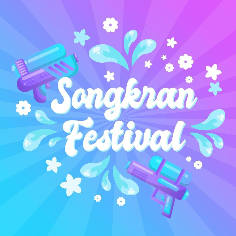 Songkran thailand festival colorful square social media banner water splash design tropical background template design vector