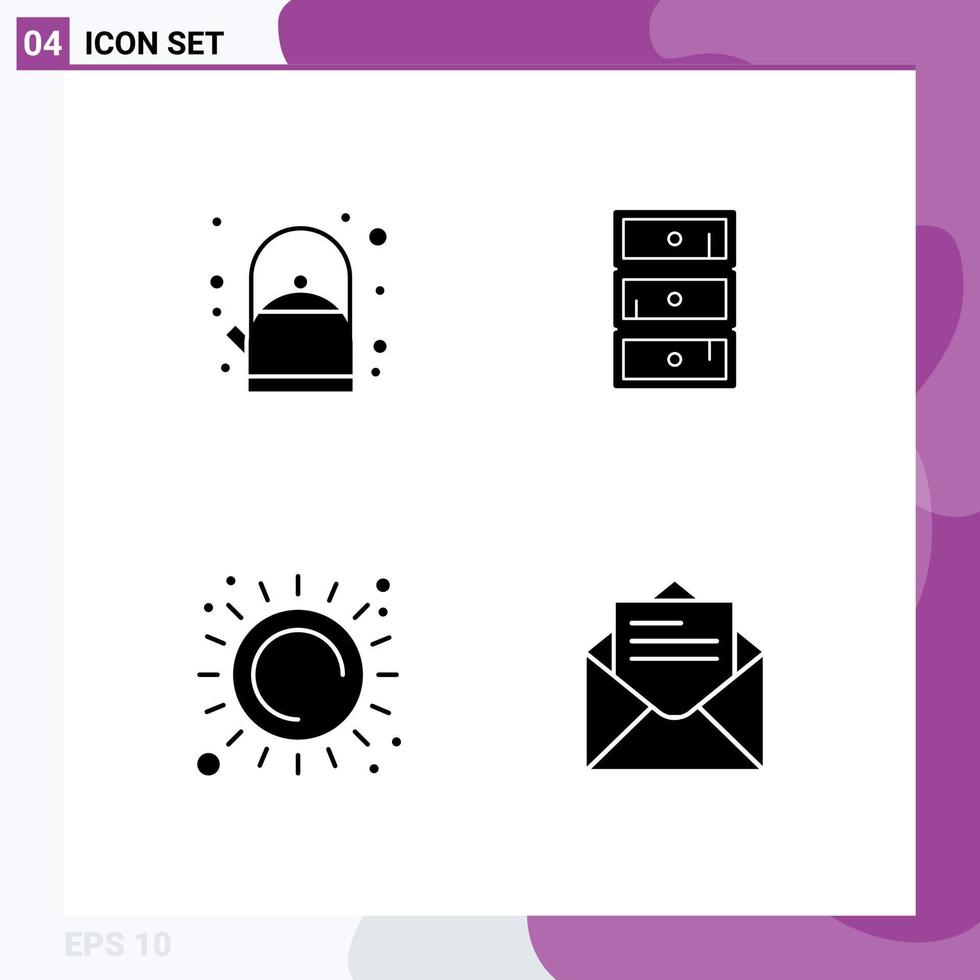 Editable Vector Line Pack of Simple Solid Glyphs of breakfast sunlight safe cupboard email Editable Vector Design Elements